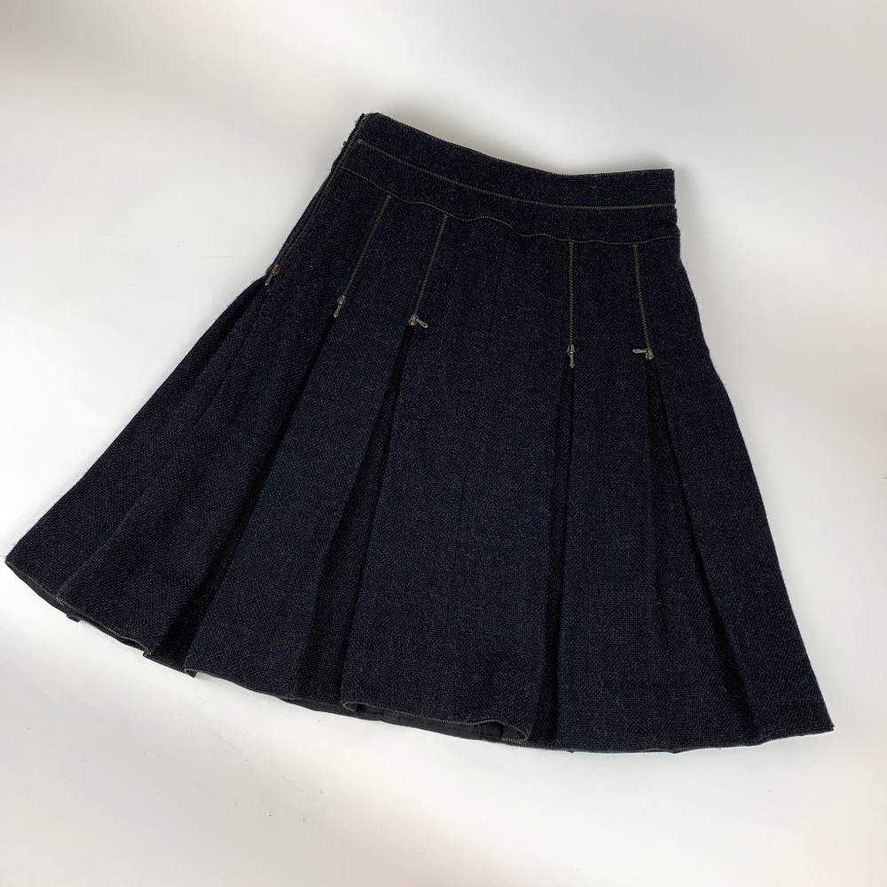 Black Per Se (Carlisle) 99% Wool/1% Elastane Pleated Zipper Lined Skirt Size 4